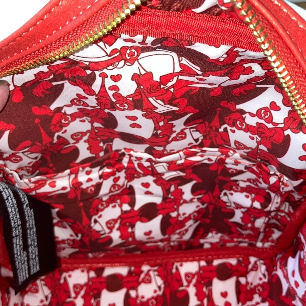 Disney Loungefly Alice in Wonderland Ace Queen of Hearts Mini Backpack Red White